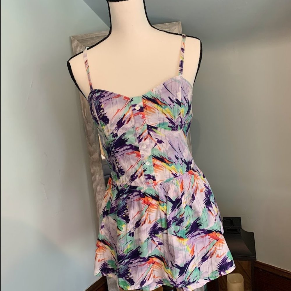 Volcom-(L) I let Lose Jumpsuit- Abstract printed Romper,  Like New